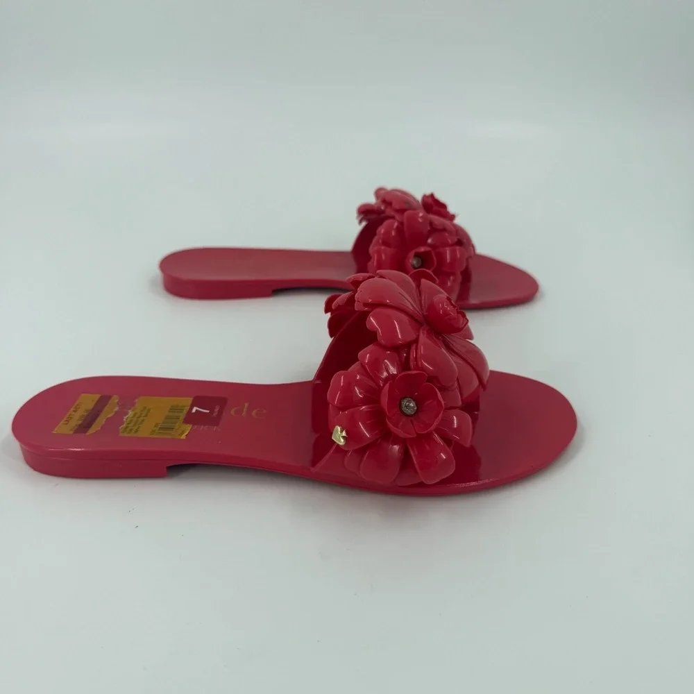 Kate Spade New York Jaylee Slide Sandals Womens US 7 Red Floral Comfort Slip On